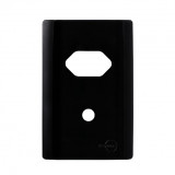 Placa p/ 1 Tomada + furo 4x2 - Novara Preto Brilhante